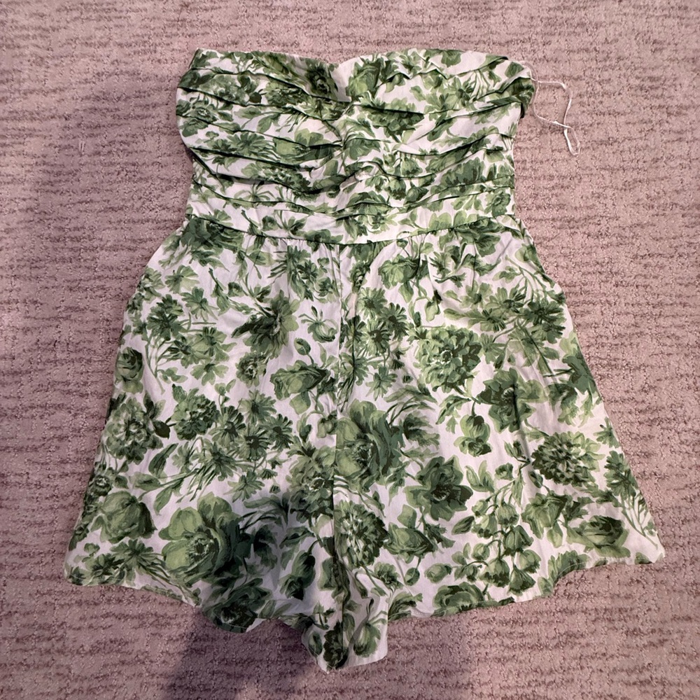 Abercrombie & Fitch White and Green Smocked Top